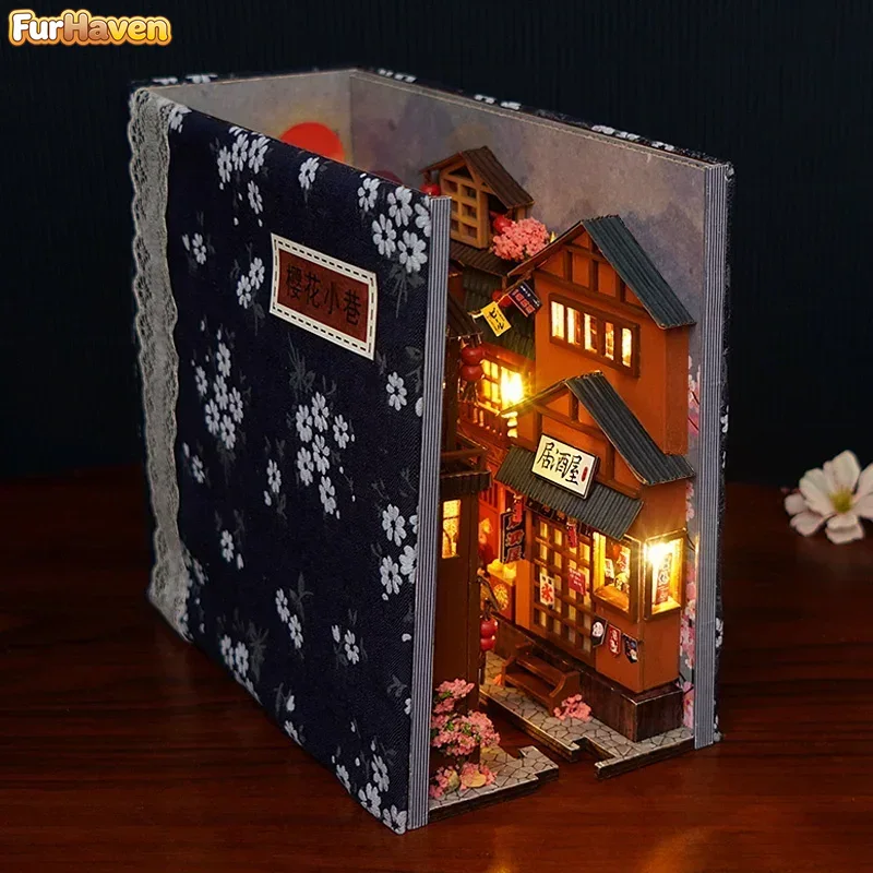 Diy Wooden Book Nook Kit Shelf Insert - DIY 나무 재질의 일본풍 서점 책꽂이
