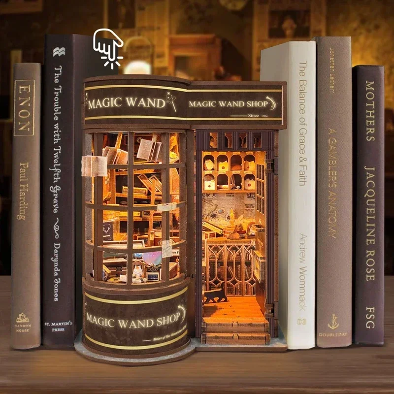 DIY 나무 미니어처 모델 키트, 마법 지팡이, 책장, - Diy Wooden Book Nook Kit Shelf Insert 리뷰 및 가격