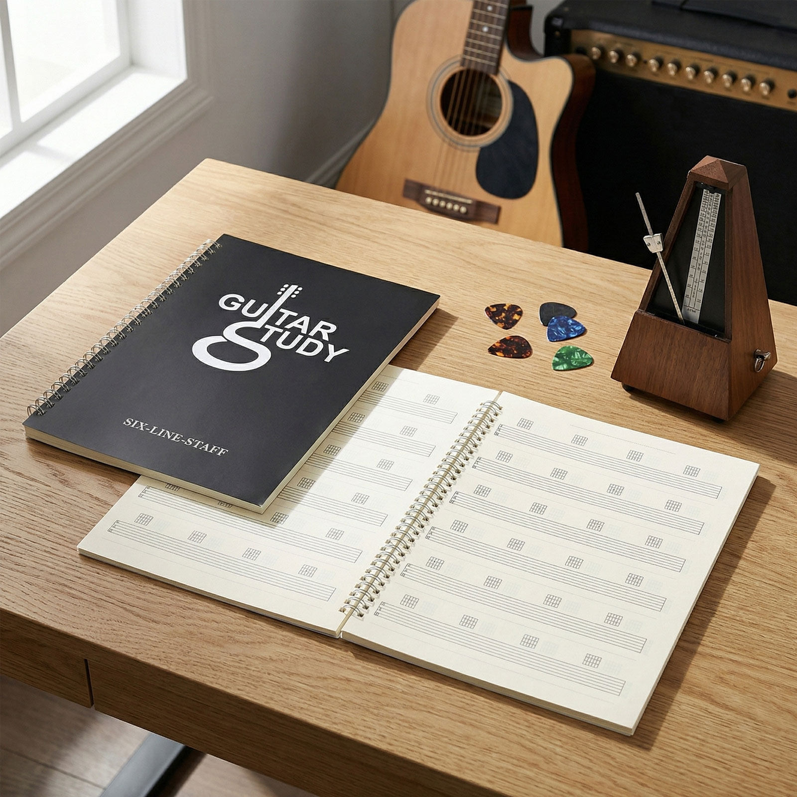 기타 탭 노트 2개 세트, 6줄 빈 페이지, 악보 용지 - Blank Sheet Music Notebook 리뷰 및 가격